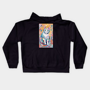 Whisker Whimsy: Abstract Cat's Colorful Reverie Kids Hoodie